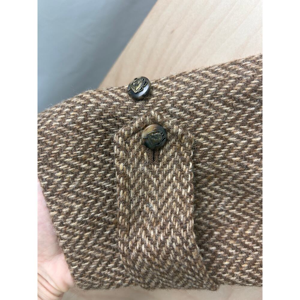 Lauren Ralph Lauren Wool Coat Brown Herringbone Button Front Women’s M - Picture 6 of 11